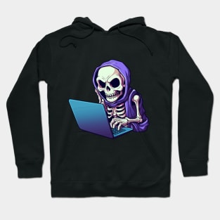 Skeleton Working on Laptop Hoodie